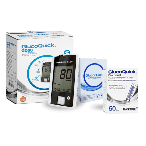 SUPER OFERTA GLUCOMETRO GLUCOQUICK GD50 MAS 50 TIRAS MAS 50 LANCETAS TODODIABETES
