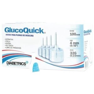 Agujas para insulina GlucoQuick Caja x 100 und Ref: 31G x 4MM, 31G x 5MM, 31G x 8MM y 32G X 4MM