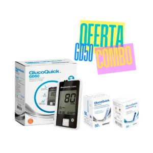 COMBO GlucoQuick Diamond GD50 + 50 Tiras Diamond + 50 Lancetas