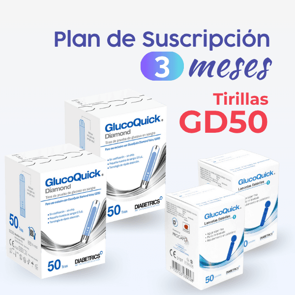 Plan de suscripción 3 meses Tiras Glucoquick Diamond GD50