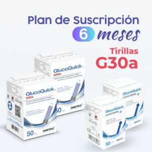 Plan de suscripción 6 meses de Tiras para Glucometro G30a _ 100 tiras Glucoquick G30a + 100 lancetas