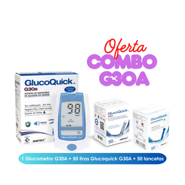 Glucometro GlucoQuick G30a + 50 Tiras + 50 Lancetas